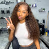 Chestnut Brown Curly Wig Pre Plucked Closure HD Lace Front Wigs 150% Density - 13x6 Lace / Yes（+） / 32inch