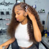 Chestnut Brown Curly Wig Pre Plucked Closure HD Lace Front Wigs 150% Density - 13x6 Lace / Yes（+） / 32inch