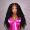 Natural Black Curly Wig 4x4/13x4/13x6 Transparent Lace Front Wigs Water Wave Human Hair - 13x4 Lace / Yes（+） / 22inch