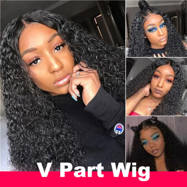 Flash Sale Sunber Effortless To Put On Curly V Part Wig Small Cap Human Hair Wig No Leave Out Glueless Upgrade U Part Wigs - 16 / M