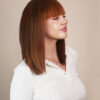 vegan fiber long bob with bangs wig 12" copper melt.