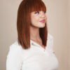 vegan fiber long bob with bangs wig 12" copper melt.