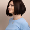 wedge bob t-part human wig - 8" chocolate brown.