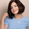 wedge bob t-part human wig - 8" chocolate brown.