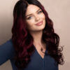 wavy human wig - 20" rooted red.