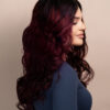 wavy human wig - 20" rooted red.