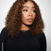Curly Human Wig - 12” Caramel Balayage.