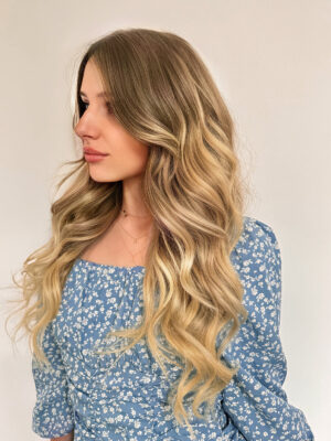 clip-in hair extensions #7r14 teddy blonde balayage. - 14" / Classic