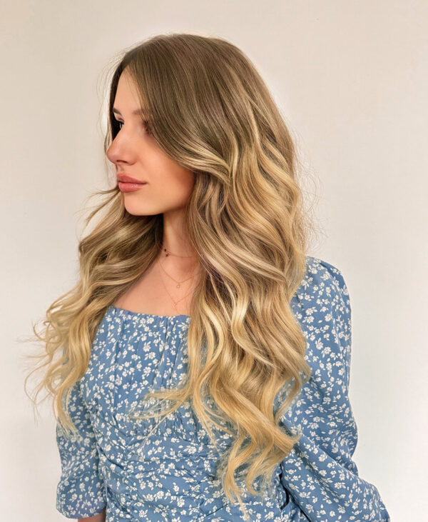clip-in hair extensions #7r14 teddy blonde balayage. - 14" / Classic