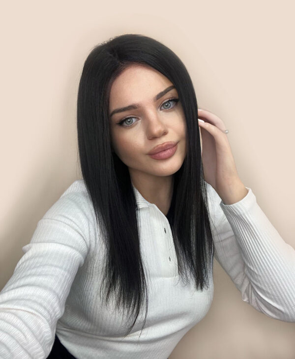 front lace human wig - 14" natural black.