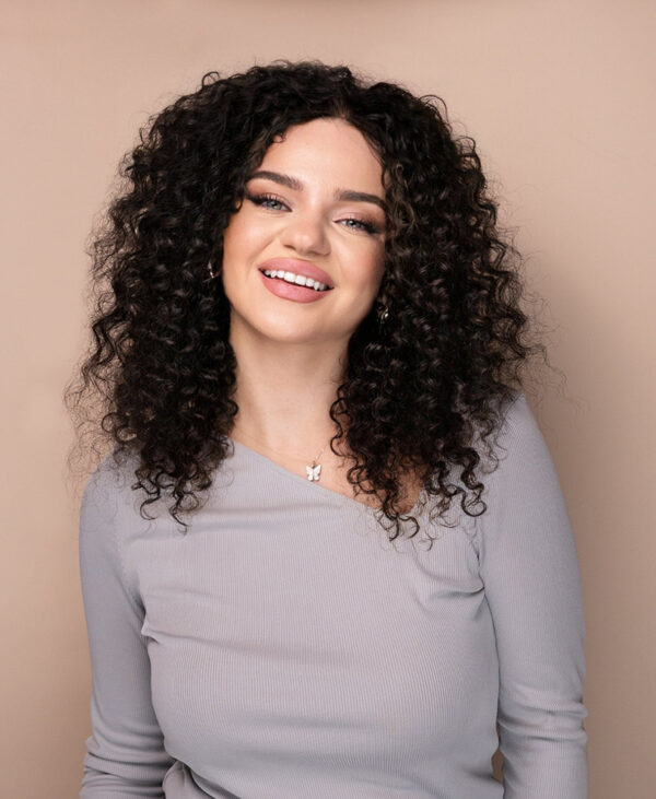 front lace human wig - 16" 3a curly natural black.