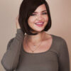 vegan fiber bob with side bangs wig 10" brown.