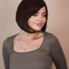 vegan fiber bob with side bangs wig 10" brown.