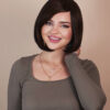 vegan fiber bob with side bangs wig 10" brown.