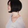 vegan fiber bob with side bangs wig 10" black.