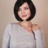 vegan fiber bob with side bangs wig 10" black.