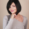 vegan fiber bob with side bangs wig 10" black.