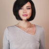 vegan fiber bob with side bangs wig 10" black.