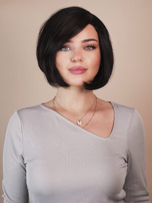 vegan fiber bob with side bangs wig 10" black.