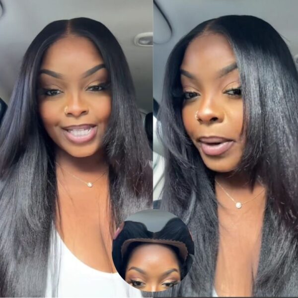 Sunber Yaki Straight Glueless Pre-cut 7x5 Bye Bye Knots Lace Closure Wig With Bleach Knots - 24 Gina Same Style / Kinky Edge 7*5 Bye Bye Knots-Yaki St