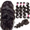 Virgin Malaysian Hair Extensions - Body Wave 4 Bundles With 4*4 Lace Closure, Tangle Free, Natural Black, No Shedding - 10 12 14 16+10
