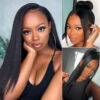 Sunber Yaki Straight Glueless Pre-cut 7x5 Bye Bye Knots Lace Closure Wig With Bleach Knots - 24 Gina Same Style / Kinky Edge 7*5 Bye Bye Knots-Yaki St