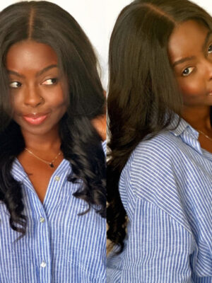 Sunber Yaki Straight Glueless Pre-cut 7x5 Bye Bye Knots Lace Closure Wig With Bleach Knots - 22 / 7*5 Bye Bye Knots-180%