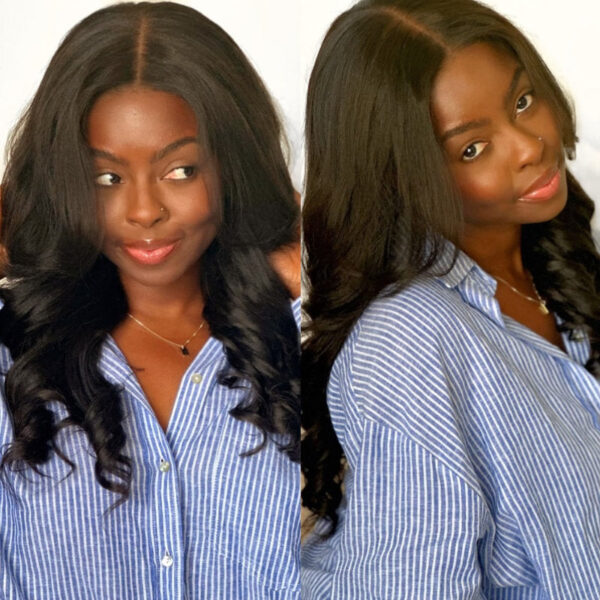 Sunber Yaki Straight Glueless Pre-cut 7x5 Bye Bye Knots Lace Closure Wig With Bleach Knots - 24 Gina Same Style / Kinky Edge 7*5 Bye Bye Knots-Yaki St