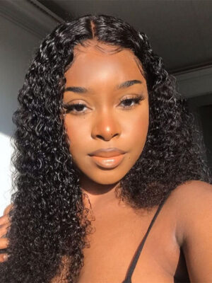 FABA Wigs Best 360 Transparent Lace Front Wigs Pre Cut Black Curly Wig - 360 Lace / 180% / 20inch