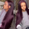 Deep Purple Pure Color New Arrival Straight wig 180% Density 13x4 Transparent Frontal HD Lace Wig - 16inch