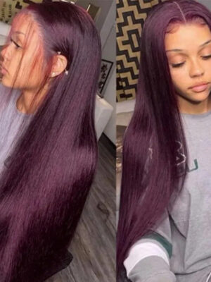 Deep Purple Pure Color New Arrival Straight wig 180% Density 13x4 Transparent Frontal HD Lace Wig - 18inch