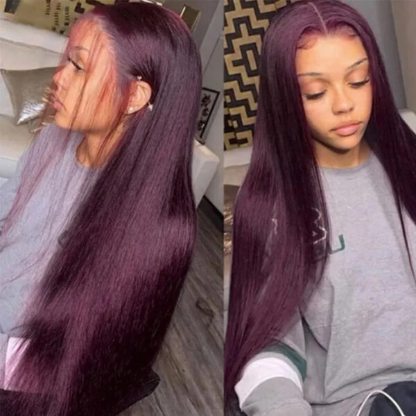 Deep Purple Pure Color New Arrival Straight wig 180% Density 13x4 Transparent Frontal HD Lace Wig - 16inch