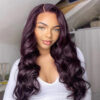 New Color Deep Purple Color Glueless 180% Density Body Wave wig 13x4 Transparent Frontal HD Lace Wig - 4x4 Lace / 180% / 22inch