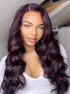New Color Deep Purple Color Glueless 180% Density Body Wave wig 13x4 Transparent Frontal HD Lace Wig - 4x4 Lace / 180% / 22inch