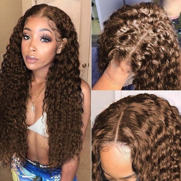 Faba 360 HD Lace Front Pre-plucked Wigs Chestnut Brown Curly Wigs - 360 Lace / 150% / 22inch