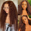 Faba 360 HD Lace Front Pre-plucked Wigs Chestnut Brown Curly Wigs - 360 Lace / 150% / 22inch