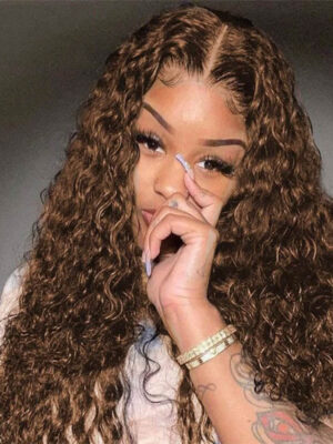 Faba 360 HD Lace Front Pre-plucked Wigs Chestnut Brown Curly Wigs - 360 Lace / 180% / 20inch