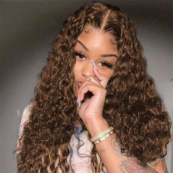 Faba 360 HD Lace Front Pre-plucked Wigs Chestnut Brown Curly Wigs - 360 Lace / 150% / 22inch