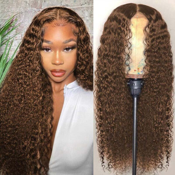 Faba 360 HD Lace Front Pre-plucked Wigs Chestnut Brown Curly Wigs - 360 Lace / 150% / 22inch
