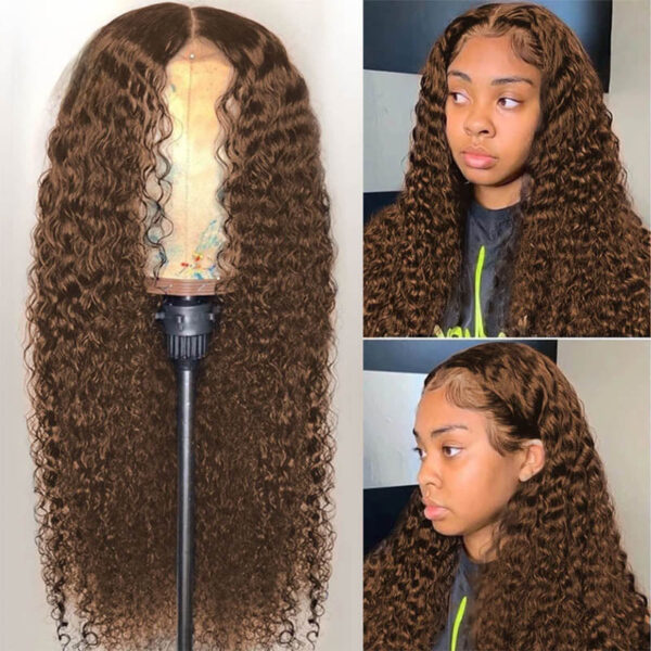 Faba 360 HD Lace Front Pre-plucked Wigs Chestnut Brown Curly Wigs - 360 Lace / 150% / 22inch