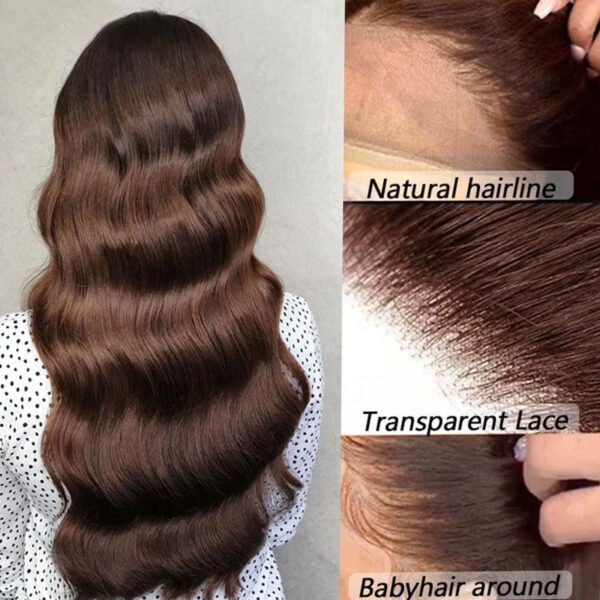 Brown Wig Body Wave 360 Transparent Lace Front Wigs 180% Density Wig - 360 Lace / 180% / 22inch