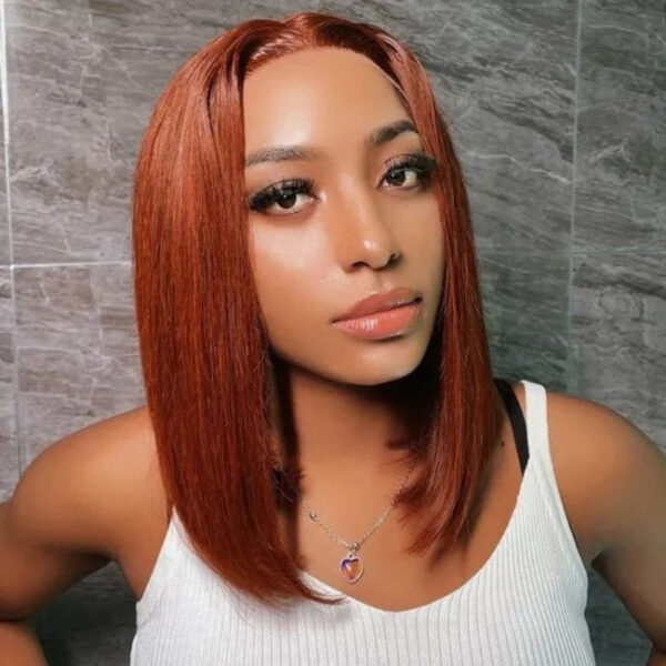 0 OFF Sunber Kinky Straight 13*4 Pre-Everything Wig Ginger Copper Red Highlight Lace Front Wigs - 16 / 13x4 Lace-Kinky Straight