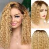 #5/27 Ombre Color Bob Wigs Curly HD Lace Front Human Hair Wig - 13x6 Lace / 10 inch