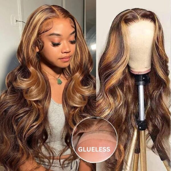 Extra 70% OFF| Sunber Body Wave Honey Blonde Highlights 7x5 Pre-Cut Lace Closure Human Hair Wig - 16 / 13x4 Pre Everything