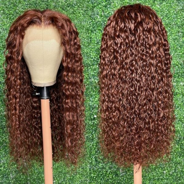 BOGO Sunber Reddish Brown Wet And Wavy 13*4 Lace Front Wigs Water Wave Pre-Plucked Human Hair Wigs - 16 / 13*4 Lace Frontal