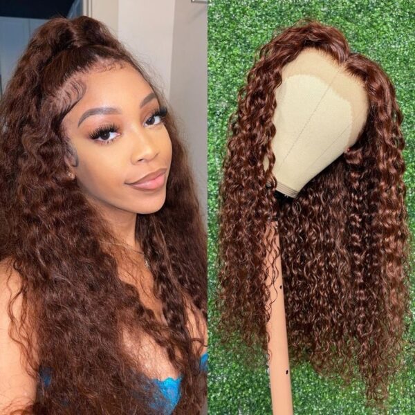 BOGO Sunber Reddish Brown Wet And Wavy 13*4 Lace Front Wigs Water Wave Pre-Plucked Human Hair Wigs - 16 / 13*4 Lace Frontal