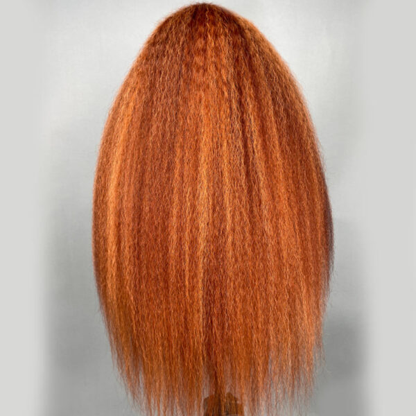 0 OFF Sunber Kinky Straight 13*4 Pre-Everything Wig Ginger Copper Red Highlight Lace Front Wigs - 22 / 13x4 Lace-Kinky Straight