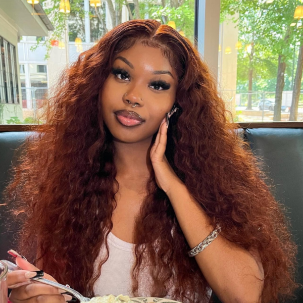 BOGO Sunber Reddish Brown Wet And Wavy 13*4 Lace Front Wigs Water Wave Pre-Plucked Human Hair Wigs - 16 / 13*4 Lace Frontal