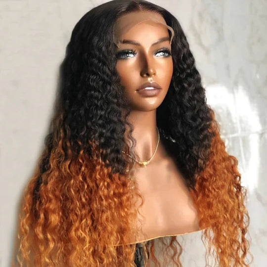 T1B/30 Ombre Wig Curly Wig 150% Density 4*4/13*4/13*6 Lace Front Wig 100% Human Hair Wig - 4x4 Lace / NO / 20inch