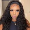 Sunber Water Wave Glueless Headband Wig Human Hair Natural Color 180% Density - 18